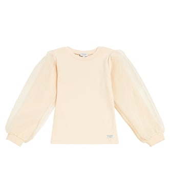 Sien puff-sleeve cotton-blend top | Donsje