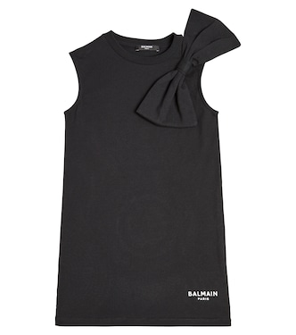 Bow-detail cotton jersey dress | Balmain Kids