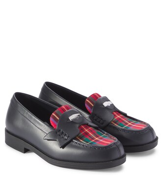 Mini Penny checked leather penny loafers | Christian Louboutin Kids