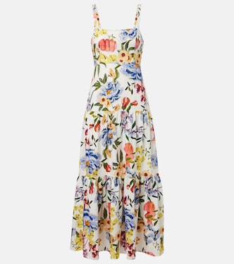 Robe midi en lin mélangé à fleurs  | Farm Rio