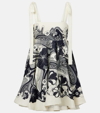 فستان قصير من الكتان بطبعات الورود Mickey | Alémais