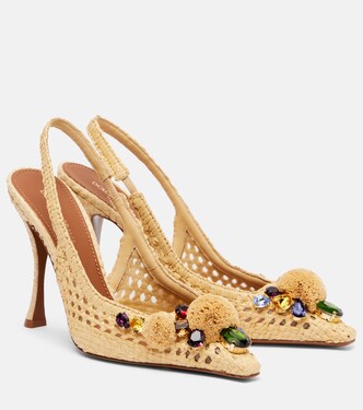 Embellished raffia-effect slingback pumps | Dolce&Gabbana