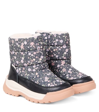 Delaney Tex floral leather-trimmed boots | Wheat