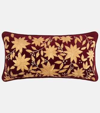 Embroidered cotton velvet cushion | Les-Ottomans