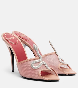 Cœur Vipère embellished mesh mules | Valentino Garavani