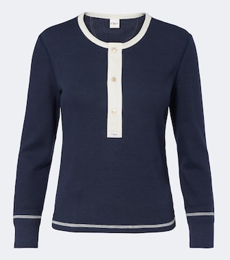 Ribbed-knit cotton jersey Henley shirt | Chloé