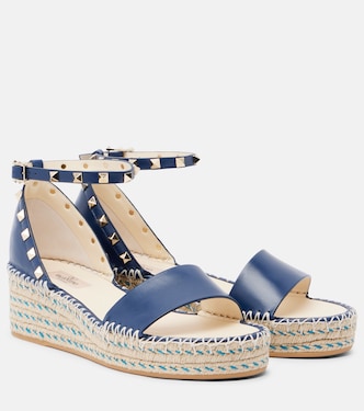 Alpargatas con cuña Rockstud Double de piel | Valentino Garavani