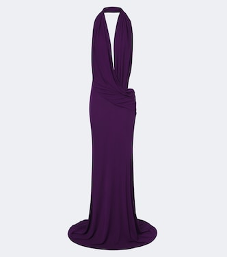 Draped halterneck jersey gown | Alex Perry