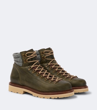 Leather lace-up boots | Brunello Cucinelli