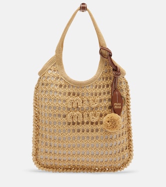 Ivy crochet raffia shoulder bag | Miu Miu