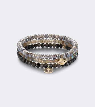 Set of 3 14kt gold beaded bracelets with gemstones | Sydney Evan