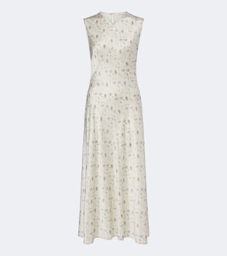 Adelana floral silk satin midi dress | Dôen
