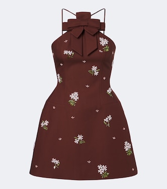 Embellished halterneck cotton minidress | Shushu/Tong