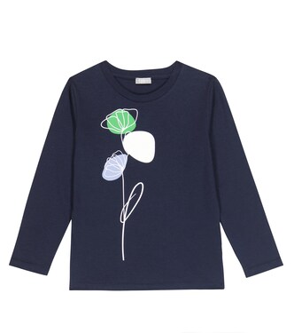 Floral long-sleeved cotton T-shirt | Il Gufo