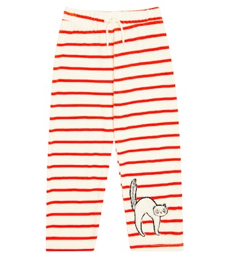 Appliqué striped velour sweatpants | Mini Rodini