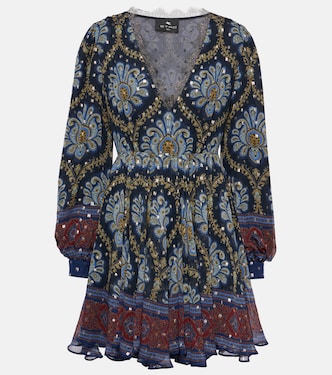 Balloon-sleeve silk jacquard minidress | Etro