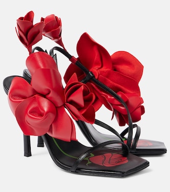 Floral-appliqué leather slingback sandals | Magda Butrym