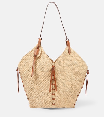 Tampa leather-trimmed raffia shoulder bag | Isabel Marant