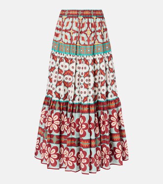 Big printed tiered cotton maxi skirt  | La DoubleJ
