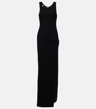 Safety Pin draped cotton-blend maxi dress | Versace