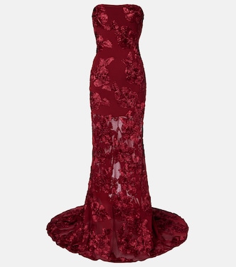 Floral-appliqué mesh gown | Rotate