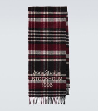 Logo checked fringed wool scarf | Acne Studios