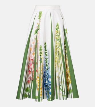 Floral cotton-blend poplin midi skirt | Oscar de la Renta