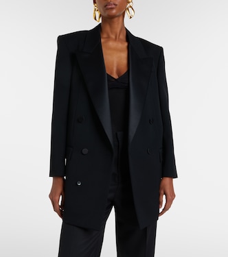 Double-breasted oversized wool blazer in black - Saint Laurent