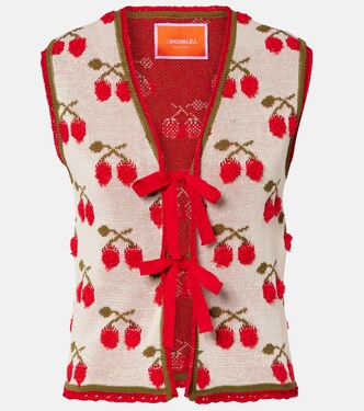 Cherry cotton-blend intarsia vest | La DoubleJ