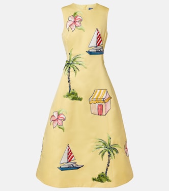 Beaded patch-appliqué midi dress | Leo Lin