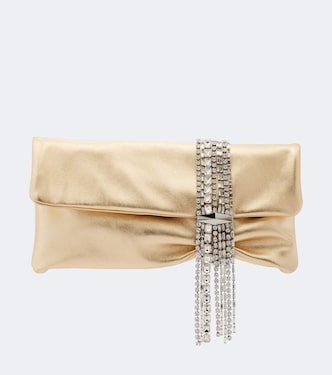 Zandra embellished metallic leather clutch | Jimmy Choo