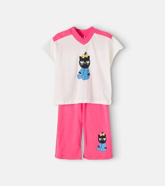 Baby Cat printed cotton top and pants set | Mini Rodini