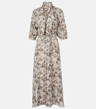 Robe midi en soie à col lavallière | Max Mara