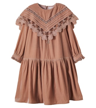 Lace-trimmed velvet dress | Petite Amalie  