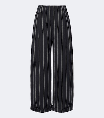 Striped cotton and linen wide-leg pants | Brunello Cucinelli