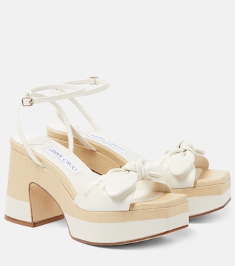 Ricia leather and raffia platform sandals | Jimmy Choo