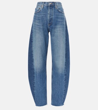 Luna high-rise barrel-leg jeans  | Agolde
