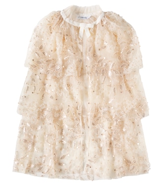Embellished tiered tulle cape | Self-Portrait Kids