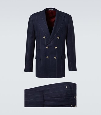 Pinstripe linen suit | Brunello Cucinelli