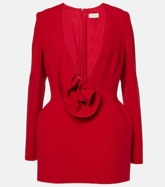 Floral-appliqué wool-blend minidress | Magda Butrym