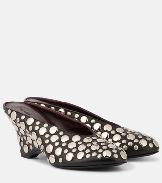 Cloak 75 studded leather wedge mules | Khaite