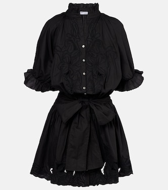 فستان قصير من القطن البوبلين بتطريز | Juliet Dunn