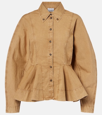 Peplum cotton-blend shirt | Ganni