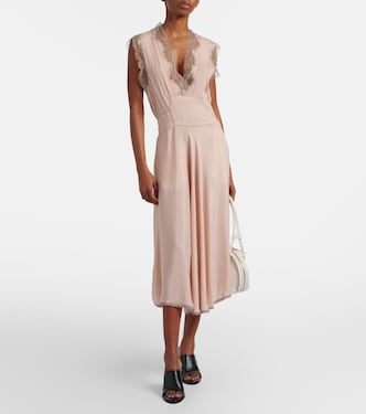 maison margiela lace dress Maison Margiela Pink Silk Midi Dress