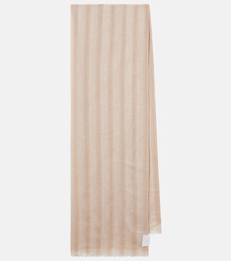 Striped linen-blend scarf | Brunello Cucinelli