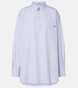 Chevron striped oversized cotton shirt | Prada