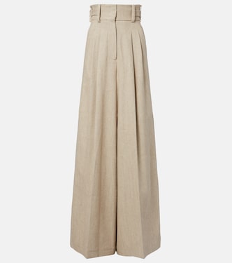 Linen and cotton canvas wide-leg pants | Elie Saab