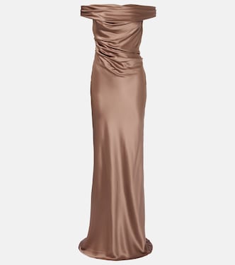 Bardot off-shoulder silk charmeuse gown | The Sei