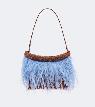 Winslow feather-trimmed shoulder bag | Staud