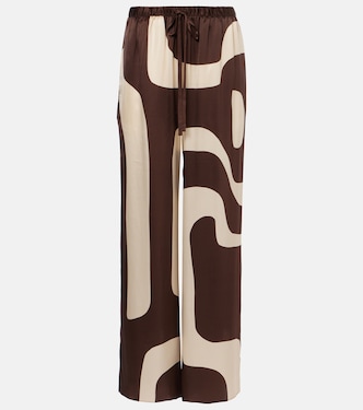 Pantalon droit imprimé en satin de soie | SIR